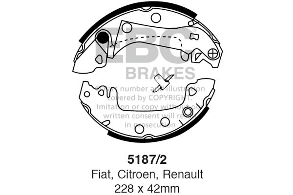 EBC Brakes Replacement Brake Shoe Set (5187/2)